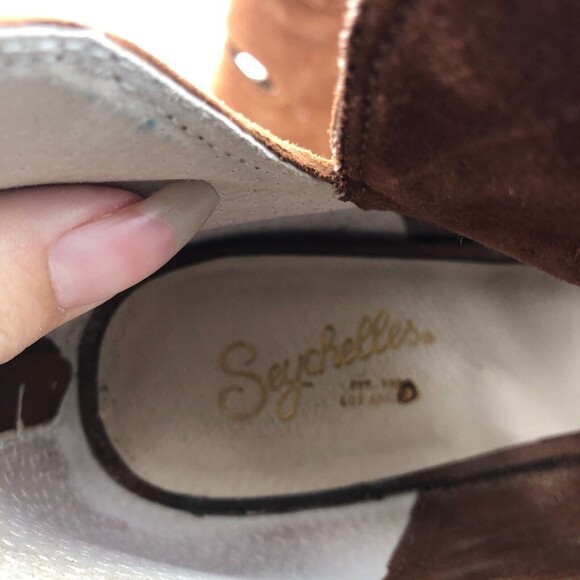 Seychelles Lagoon Heels Womens Size 8 Brown Shoes Leather Peep Toe Zip - Picture 4 of 8